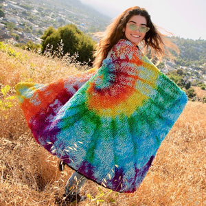 Rainbow Tie Dyed Throw Blanket