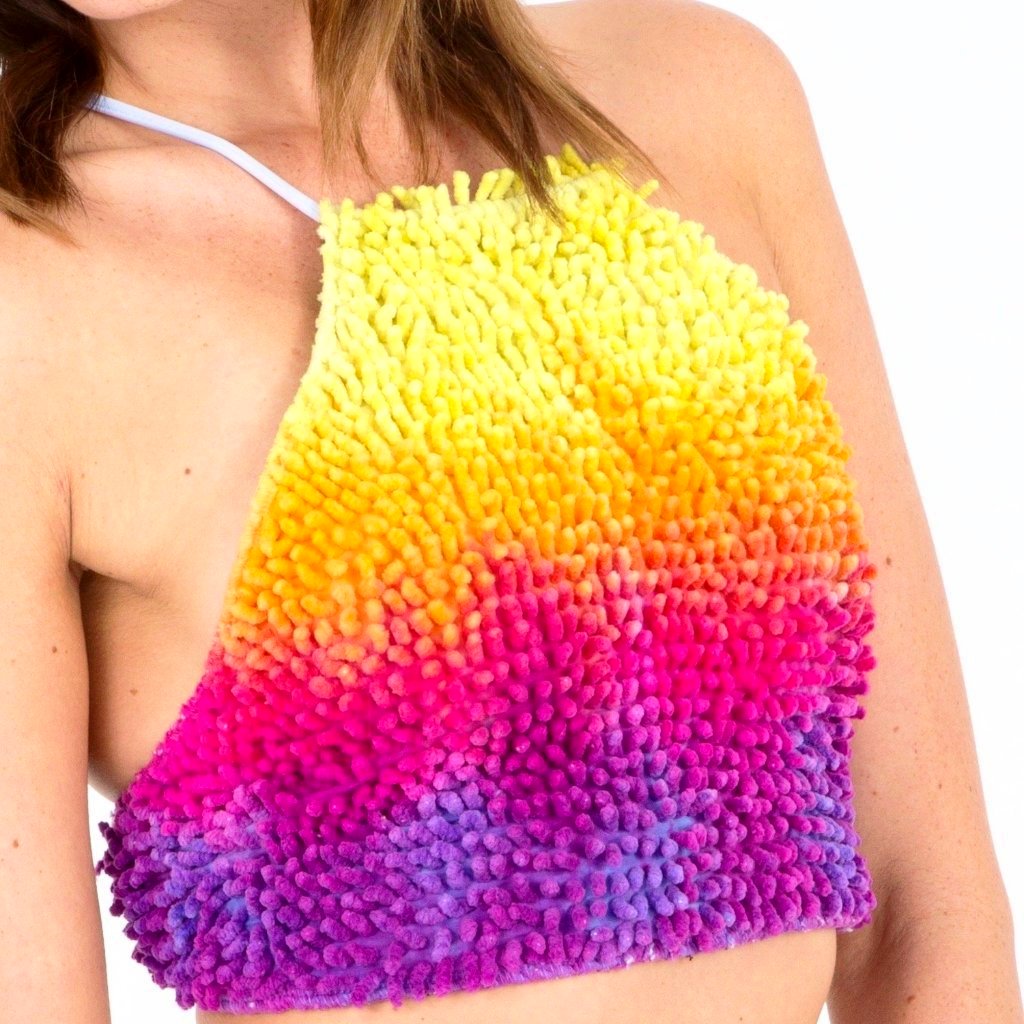 Black & Rainbow Sunset Crochet Halter Top